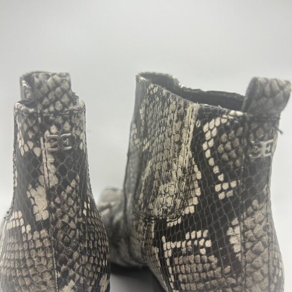 Sam Edelman Womens Snake Print Booties Block Heel Pointed Toe 7 Black & White Fa - Picture 7 of 10